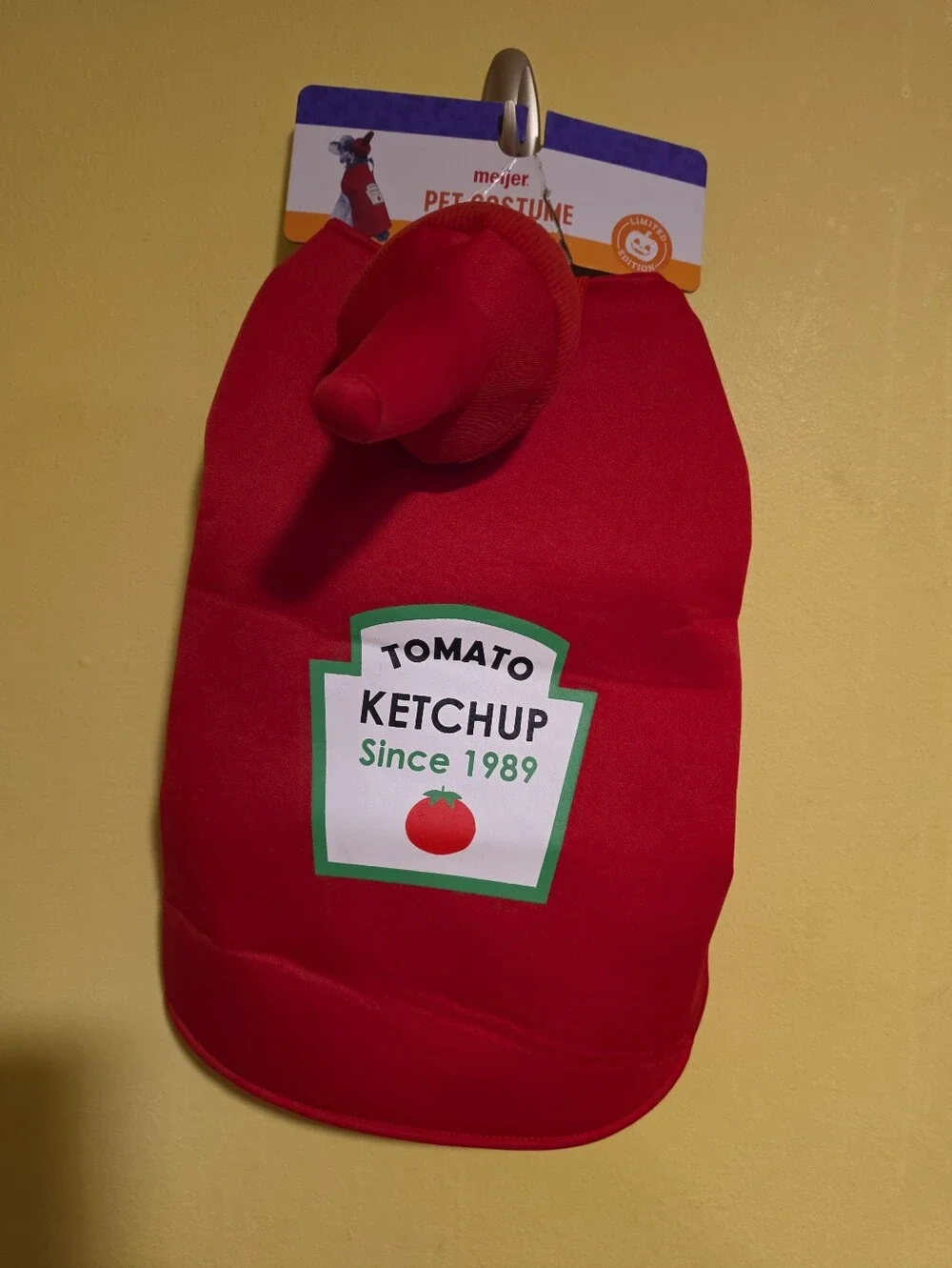 NWT Dog Halloween Costume Size Medium Red Ketchup Bottle Since 1989 Tomato
